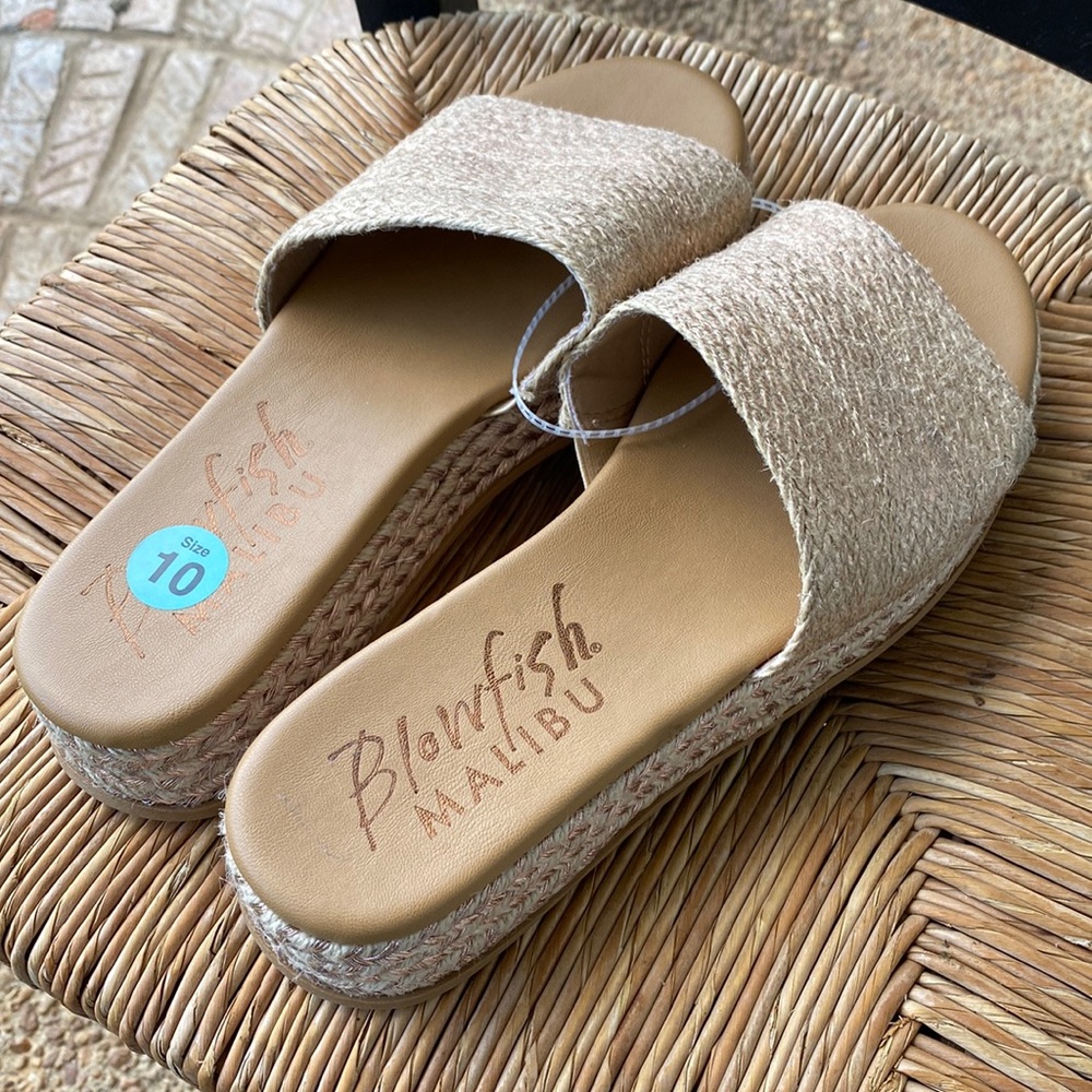 rePosh- Blowfish Malibu Tan Raffia Slide Sandals